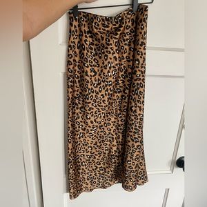 Silk cheetah print midi skirt